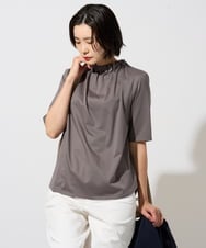 PZKGF29180 GEORGES RECH(ジョルジュ・レッシュ) タックフリルボトルネック5分袖カットソー ベージュ