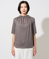 PZKGF29180 GEORGES RECH(ジョルジュ・レッシュ) タックフリルボトルネック5分袖カットソー ベージュ