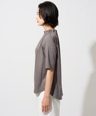 PZKGF29180 GEORGES RECH(ジョルジュ・レッシュ) タックフリルボトルネック5分袖カットソー ベージュ