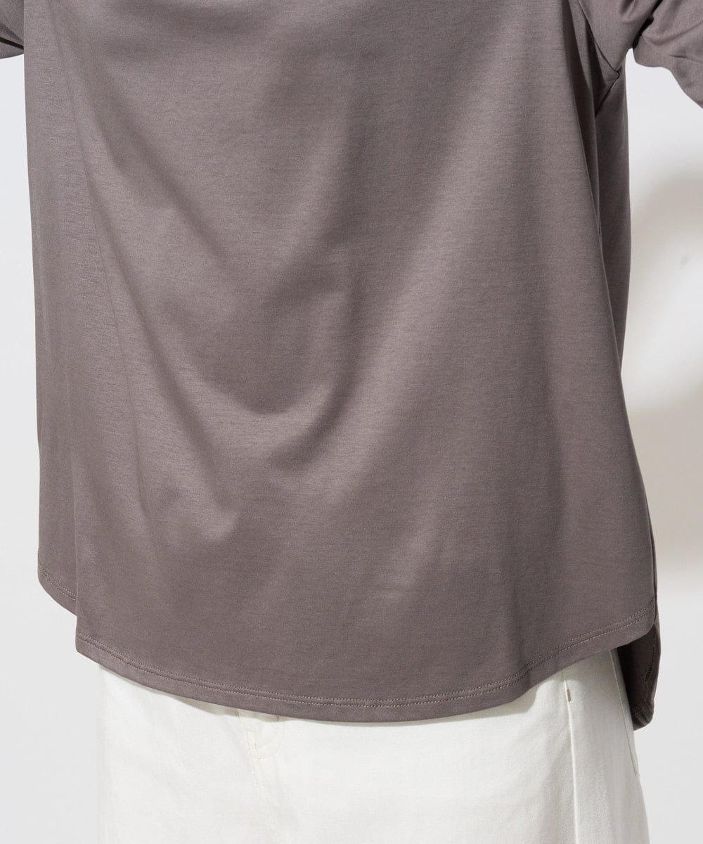 PZKGF29180 GEORGES RECH(ジョルジュ・レッシュ) タックフリルボトルネック5分袖カットソー ベージュ