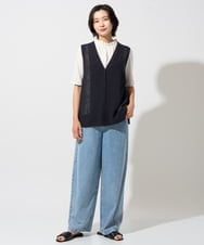 PZKGF29180 GEORGES RECH(ジョルジュ・レッシュ) タックフリルボトルネック5分袖カットソー ベージュ