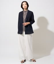 PZKGF29180 GEORGES RECH(ジョルジュ・レッシュ) タックフリルボトルネック5分袖カットソー ベージュ