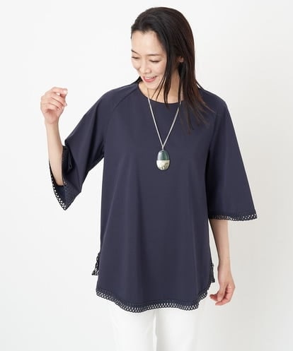 PZKGS07230 GEORGES RECH スイビ刺繍フレアスリーブチュニックカットソー