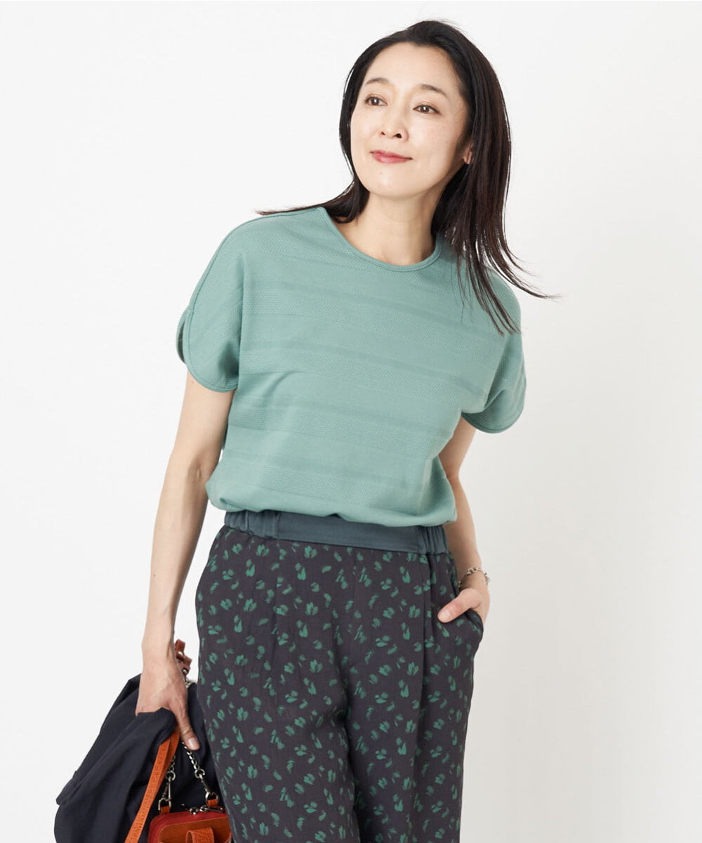 PZKGS11150 GEORGES RECH(ジョルジュ・レッシュ)  [日本製]ジャガードボーダーカットソー グリーン