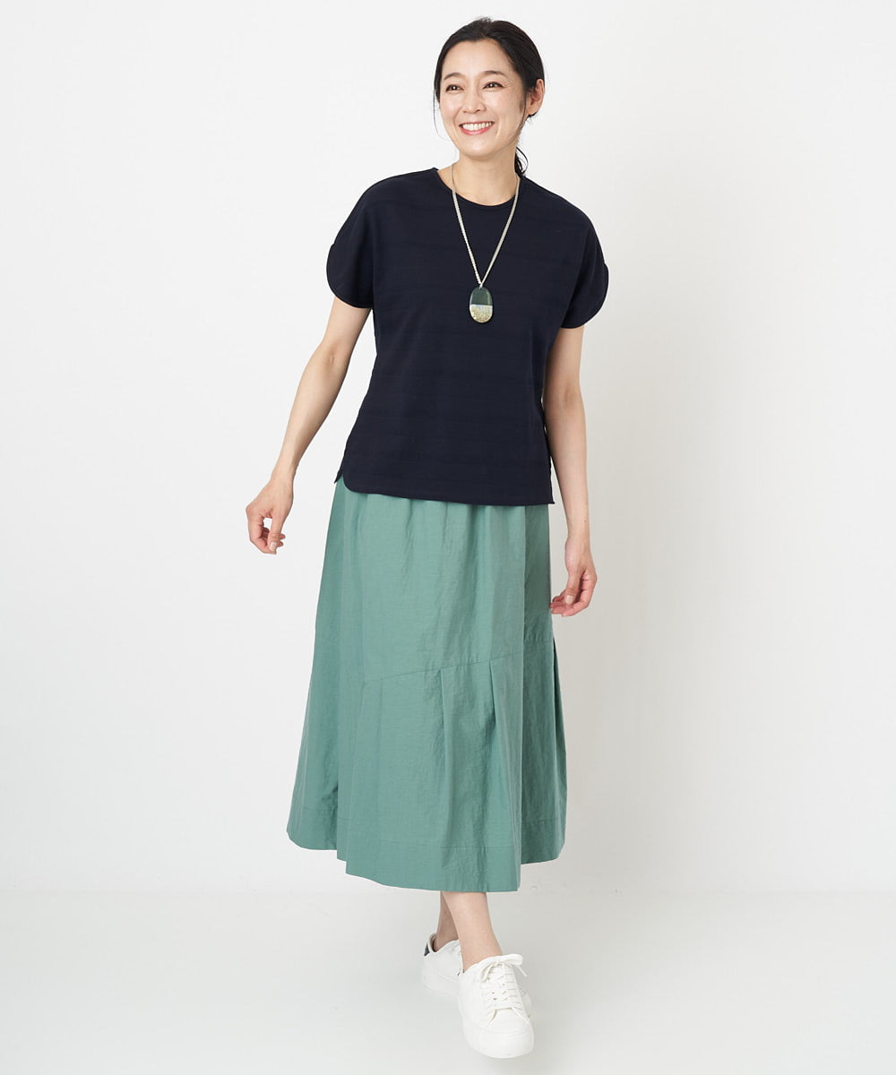 PZKGS11150 GEORGES RECH(ジョルジュ・レッシュ)  [日本製]ジャガードボーダーカットソー グリーン