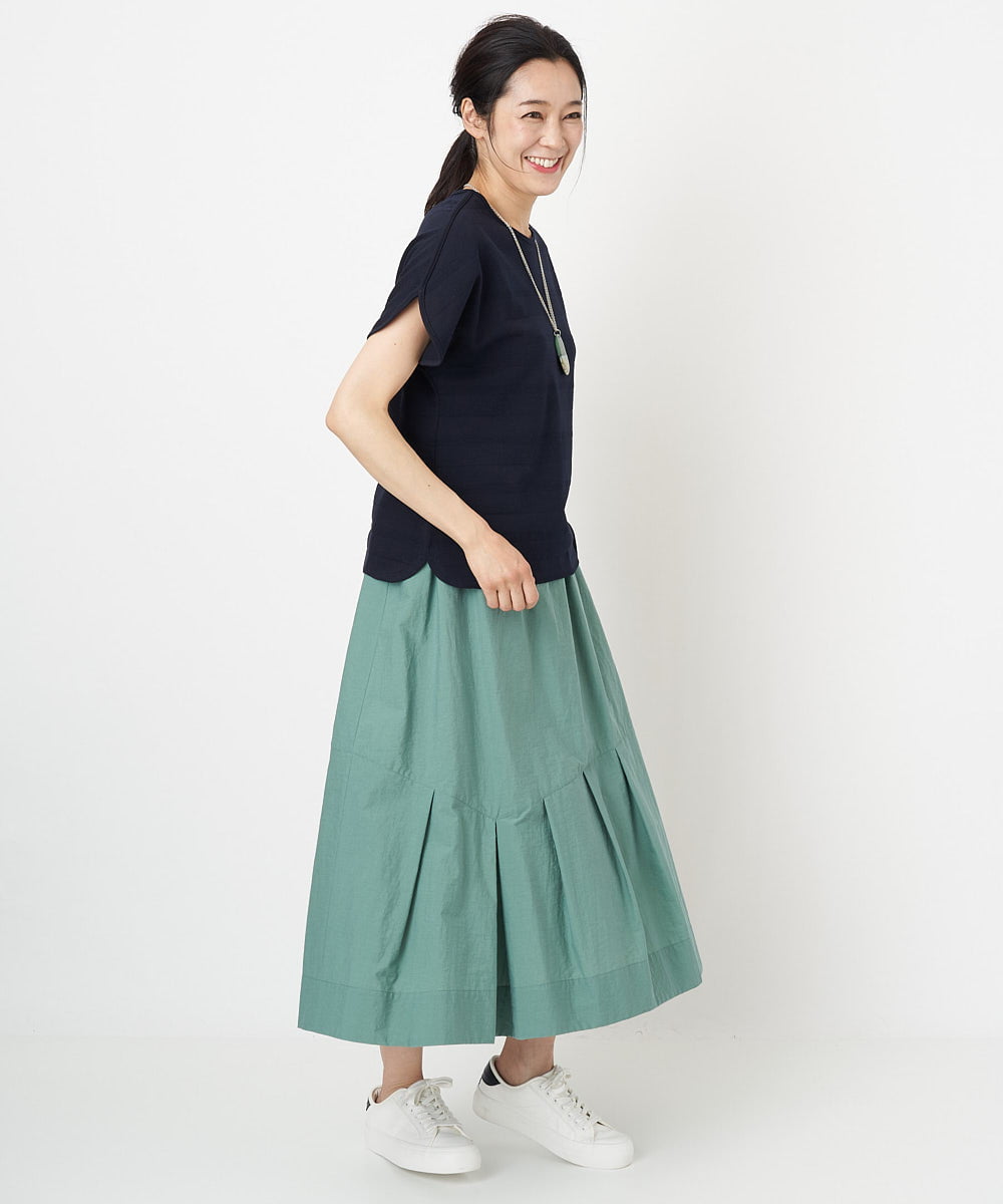 PZKGS11150 GEORGES RECH(ジョルジュ・レッシュ)  [日本製]ジャガードボーダーカットソー グリーン