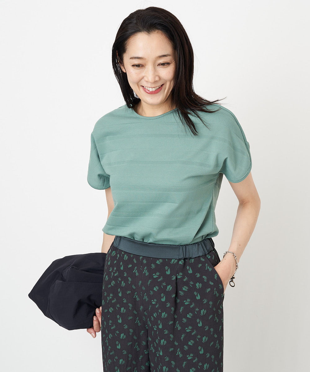 PZKGS11150 GEORGES RECH(ジョルジュ・レッシュ)  [日本製]ジャガードボーダーカットソー グリーン