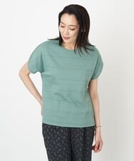 PZKGS11150 GEORGES RECH(ジョルジュ・レッシュ)  [日本製]ジャガードボーダーカットソー グリーン