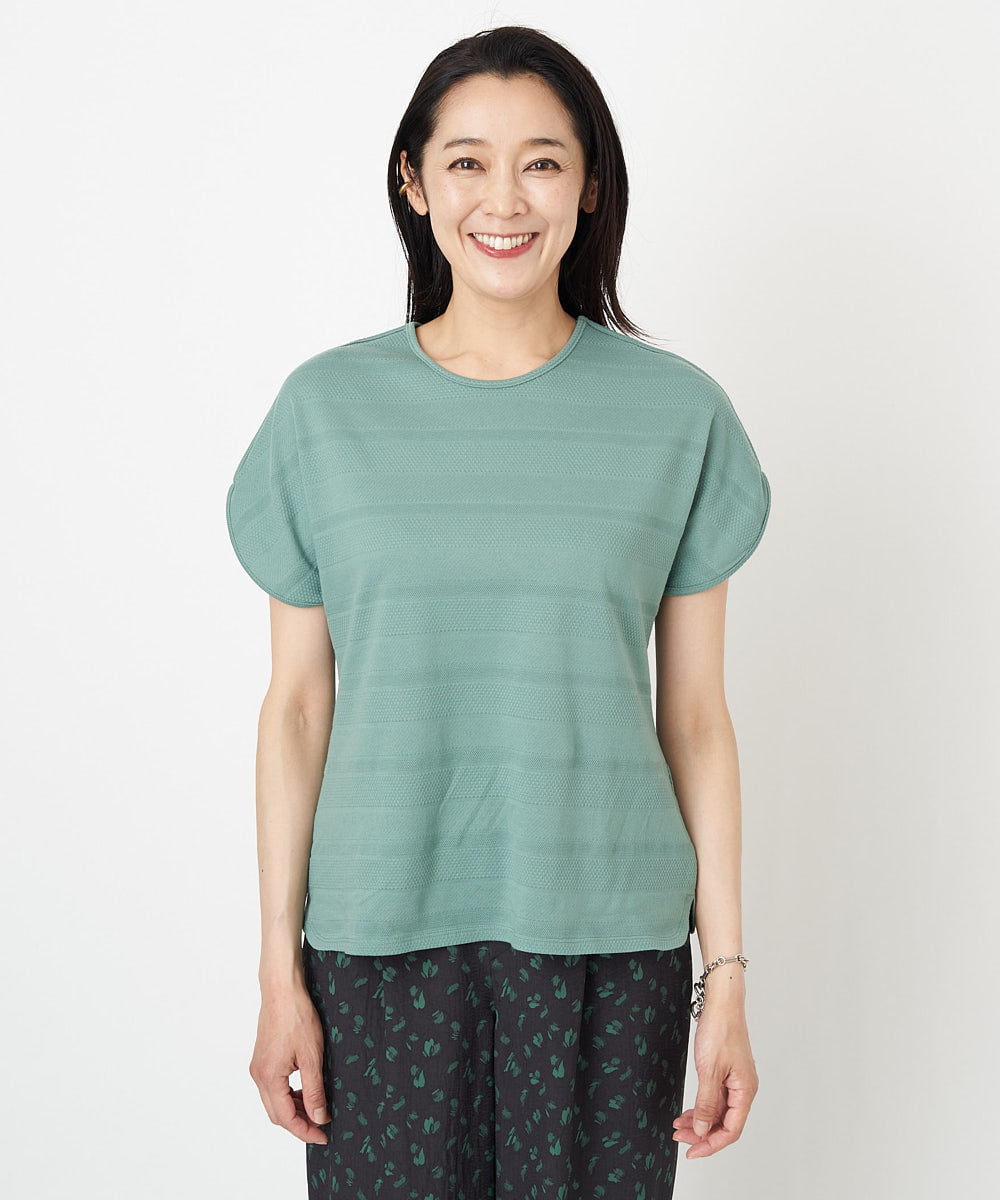 PZKGS11150 GEORGES RECH(ジョルジュ・レッシュ)  [日本製]ジャガードボーダーカットソー グリーン
