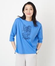 PZKGS16150 GEORGES RECH(ジョルジュ・レッシュ) [接触冷感]PARIS刺繍7分袖カットソー ライトブルー
