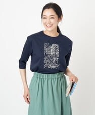 PZKGS16150 GEORGES RECH(ジョルジュ・レッシュ) [接触冷感]PARIS刺繍7分袖カットソー ネイビー