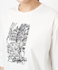 PZKGS16150 GEORGES RECH(ジョルジュ・レッシュ) [接触冷感]PARIS刺繍7分袖カットソー ホワイト