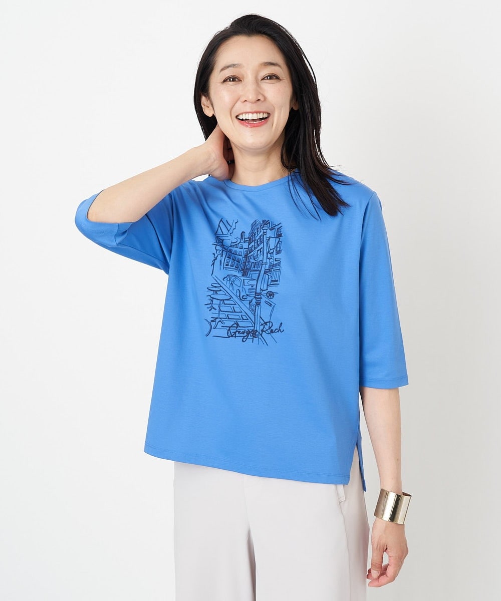 接触冷感]PARIS刺繍7分袖カットソー(カットソー・Tシャツ) | GEORGES