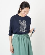 PZKGS16150 GEORGES RECH(ジョルジュ・レッシュ) [接触冷感]PARIS刺繍7分袖カットソー ホワイト