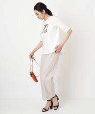 PZKGS17130 GEORGES RECH(ジョルジュ・レッシュ) [接触冷感]ロゴプリント5分袖ラウンドヘムカットソー ホワイト