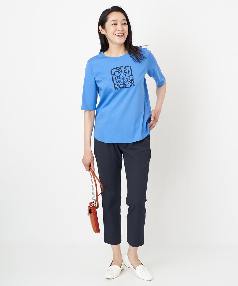 接触冷感]ロゴプリント5分袖ラウンドヘムカットソー(カットソー・Tシャツ) GEORGES  RECH(ジョルジュ・レッシュ)｜イトキンオンラインストア
