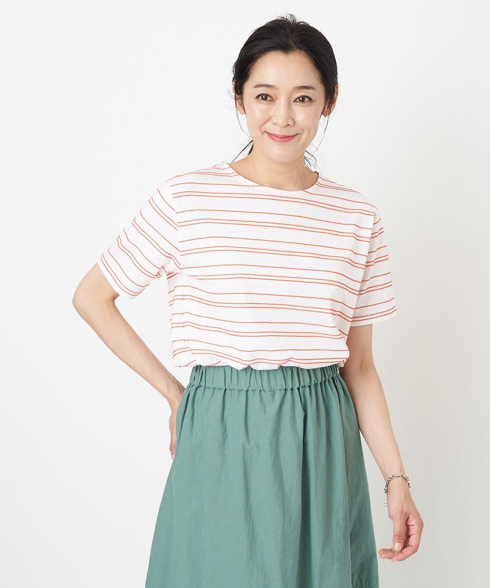 日本製]ドットボーダーラウンドヘムカットソー(カットソー・Tシャツ) GEORGES RECH(ジョルジュ・レッシュ)｜イトキンオンラインストア