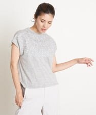 PZKGS31190 GEORGES RECH(ジョルジュ・レッシュ) カットワーク刺繍ジャージーフレンチスリーブカットソー グレー