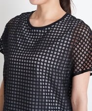 PZKGS32230 GEORGES RECH(ジョルジュ・レッシュ)  [セットアップ対応]シアーチェックチュールジャージーカットソー ブラック