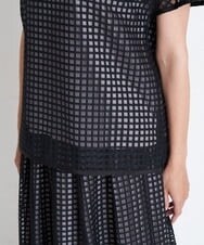 PZKGS32230 GEORGES RECH(ジョルジュ・レッシュ)  [セットアップ対応]シアーチェックチュールジャージーカットソー ブラック