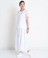 PZKGS32230 GEORGES RECH(ジョルジュ・レッシュ)  [セットアップ対応]シアーチェックチュールジャージーカットソー ブラック