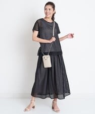 PZKGS32230 GEORGES RECH(ジョルジュ・レッシュ)  [セットアップ対応]シアーチェックチュールジャージーカットソー ブラック
