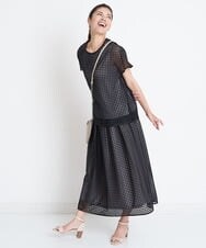 PZKGS32230 GEORGES RECH(ジョルジュ・レッシュ)  [セットアップ対応]シアーチェックチュールジャージーカットソー ブラック