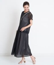 PZKGS32230 GEORGES RECH(ジョルジュ・レッシュ)  [セットアップ対応]シアーチェックチュールジャージーカットソー ブラック