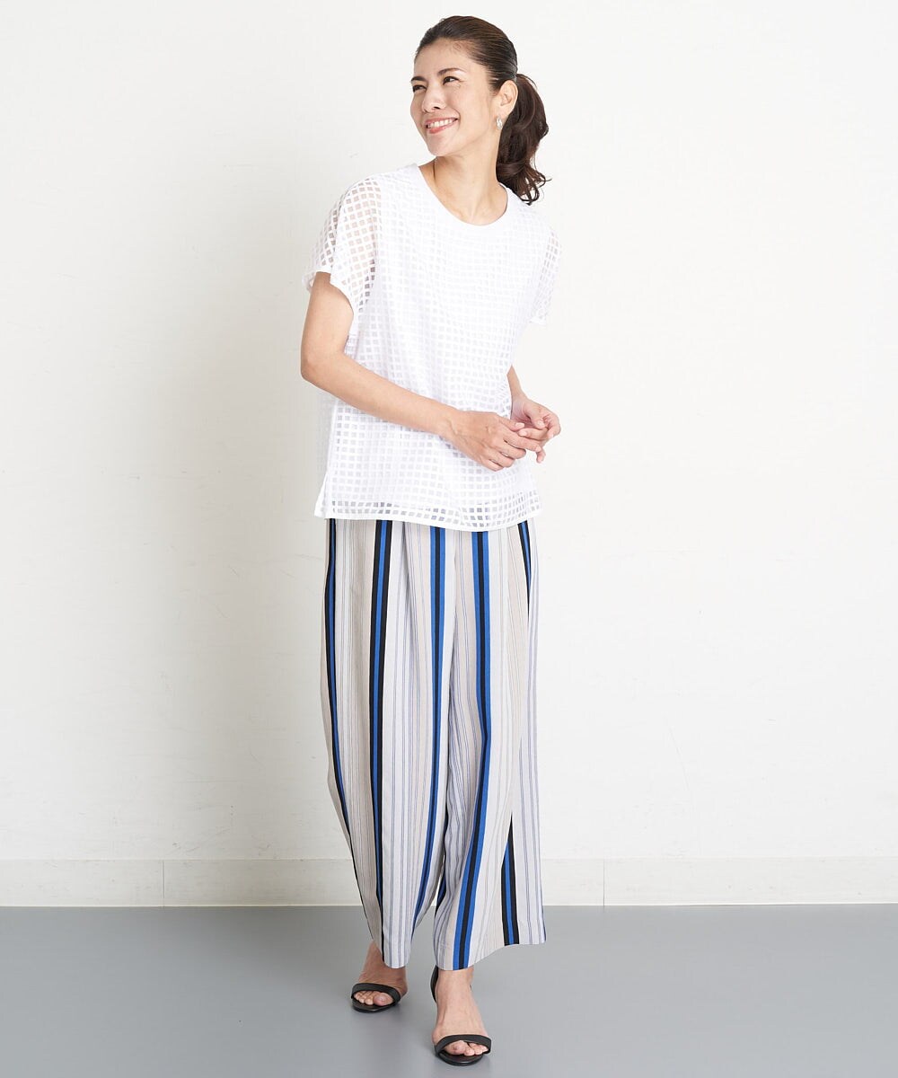 PZKGS32230 GEORGES RECH(ジョルジュ・レッシュ)  [セットアップ対応]シアーチェックチュールジャージーカットソー ブラック