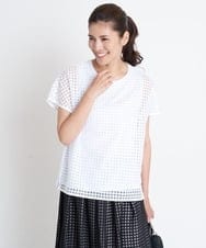 PZKGS32230 GEORGES RECH(ジョルジュ・レッシュ)  [セットアップ対応]シアーチェックチュールジャージーカットソー ブラック