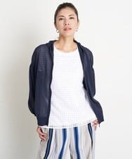 PZKGS32230 GEORGES RECH(ジョルジュ・レッシュ)  [セットアップ対応]シアーチェックチュールジャージーカットソー ブラック