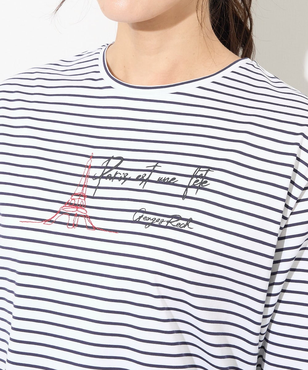 PZKGV17150 GEORGES RECH(ジョルジュ・レッシュ) エッフェル塔刺繍ロゴプリントカットソー ネイビー