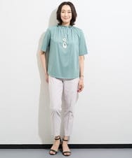 PZKGV54170 GEORGES RECH(ジョルジュ・レッシュ) ギャザーハイネック5分袖カットソー グレー