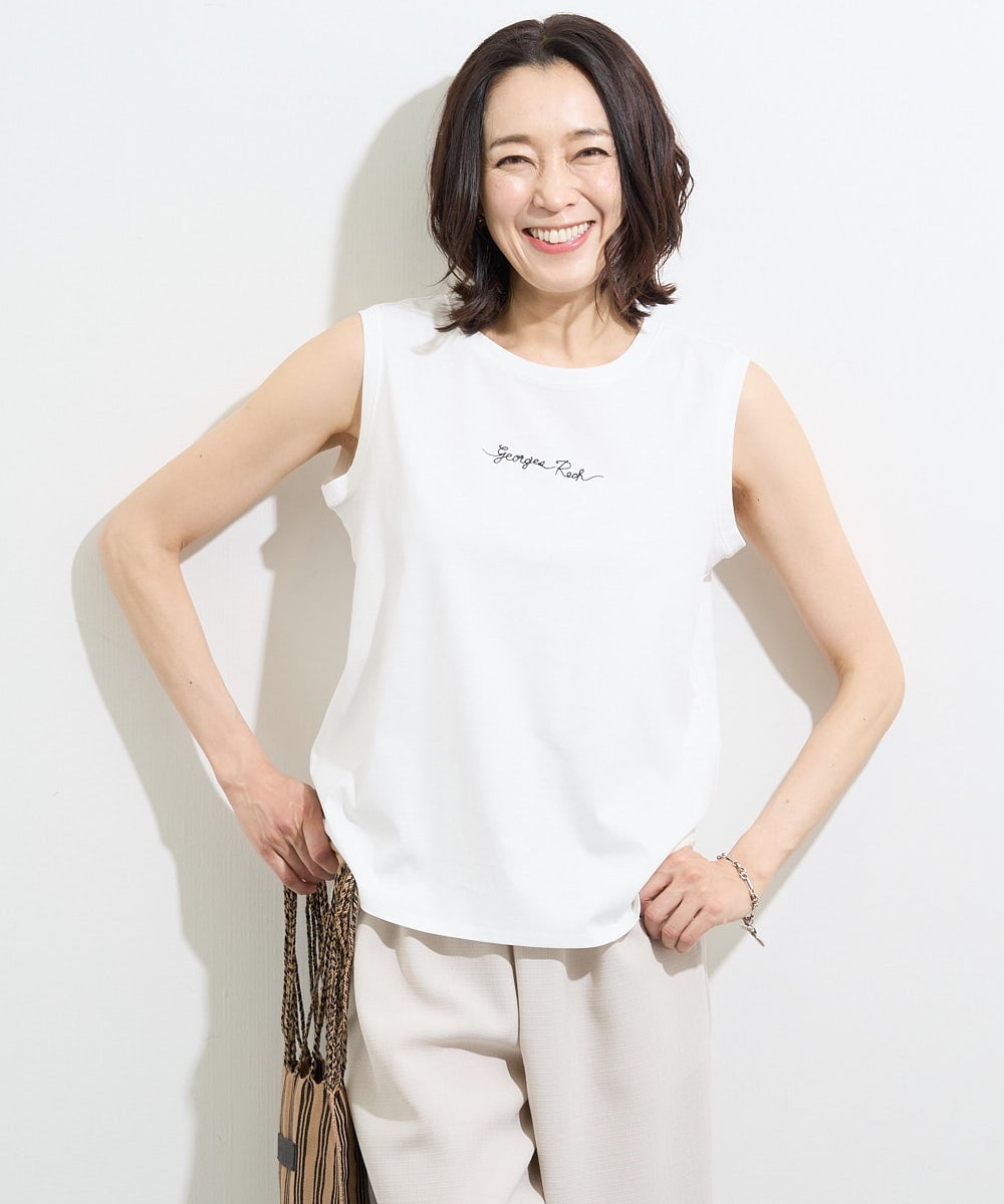 PZKGX43089 GEORGES RECH(ジョルジュ・レッシュ) [接触冷感]ドライコットンロゴタンクトップ ブラック