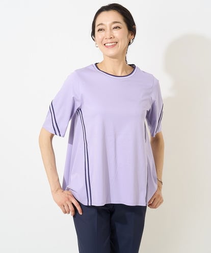 PZKGX59170 GEORGES RECH [接触冷感]ボーダーリブバックフレアカットソー
