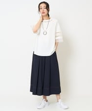 PZKHA58250 GEORGES RECH(ジョルジュ・レッシュ) チュールエンブロイダリー6分袖カットソー ブラック