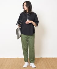 PZKHA58250 GEORGES RECH(ジョルジュ・レッシュ) チュールエンブロイダリー6分袖カットソー ブラック