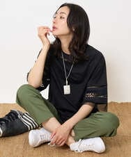 PZKHA58250 GEORGES RECH(ジョルジュ・レッシュ) チュールエンブロイダリー6分袖カットソー ブラック
