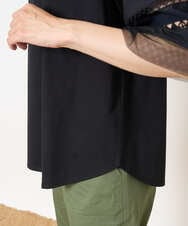 PZKHA58250 GEORGES RECH(ジョルジュ・レッシュ) チュールエンブロイダリー6分袖カットソー ブラック