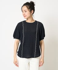 PZKHA64210 GEORGES RECH(ジョルジュ・レッシュ) ランダムシャーリングドルマンスリーブカットソー ブラック