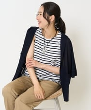PZKHA67130 GEORGES RECH(ジョルジュ・レッシュ)  [日本製]マルチボーダーラメタンクトップ ベージュ系