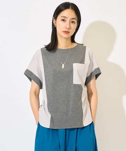 PZKHB05250 GEORGES RECH [撥水加工]ドルマンスリーブジャージーコンビカットソー