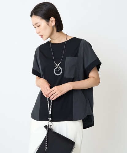 PZKHB05250 GEORGES RECH [撥水加工]ドルマンスリーブジャージーコンビカットソー