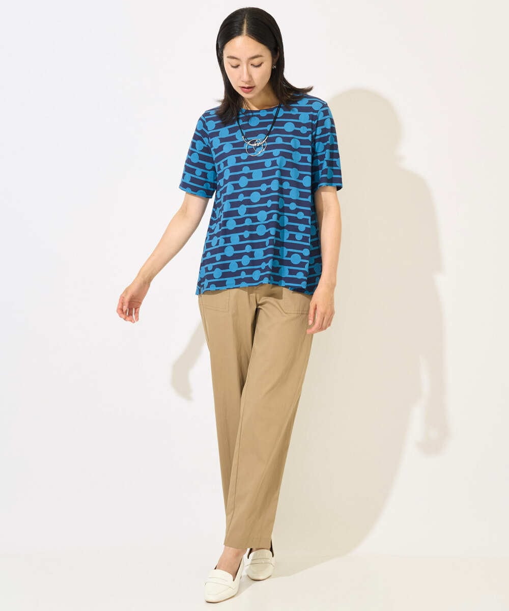 PZKHB08210 GEORGES RECH(ジョルジュ・レッシュ)  [日本製]ドットボーダーカットソー ネイビー系