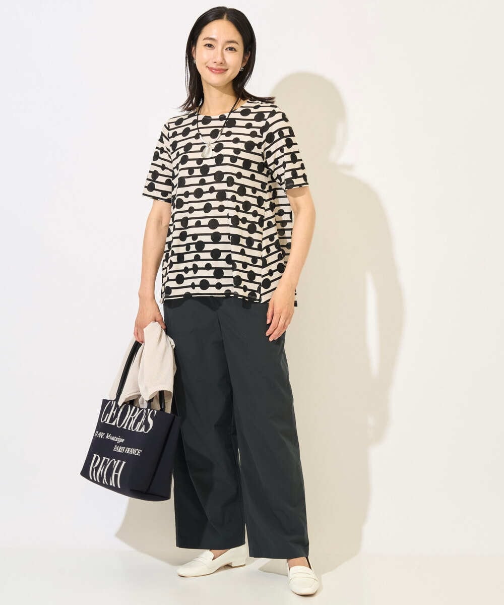 PZKHB08210 GEORGES RECH(ジョルジュ・レッシュ)  [日本製]ドットボーダーカットソー ネイビー系