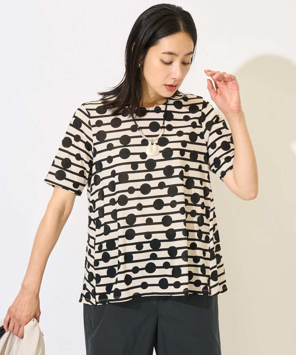 PZKHB08210 GEORGES RECH(ジョルジュ・レッシュ)  [日本製]ドットボーダーカットソー ネイビー系