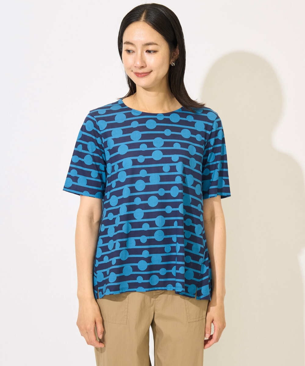PZKHB08210 GEORGES RECH(ジョルジュ・レッシュ)  [日本製]ドットボーダーカットソー ネイビー系