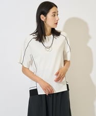 PZKHB10240 GEORGES RECH(ジョルジュ・レッシュ) [接触冷感/紫外線カット/速乾/遮熱]メロウラインカットソー ホワイト×ブラック