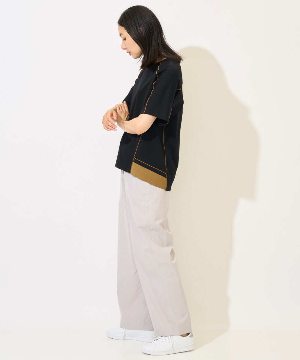 PZKHB10240 GEORGES RECH(ジョルジュ・レッシュ) [接触冷感/紫外線カット/速乾/遮熱]メロウラインカットソー ホワイト×ブラック