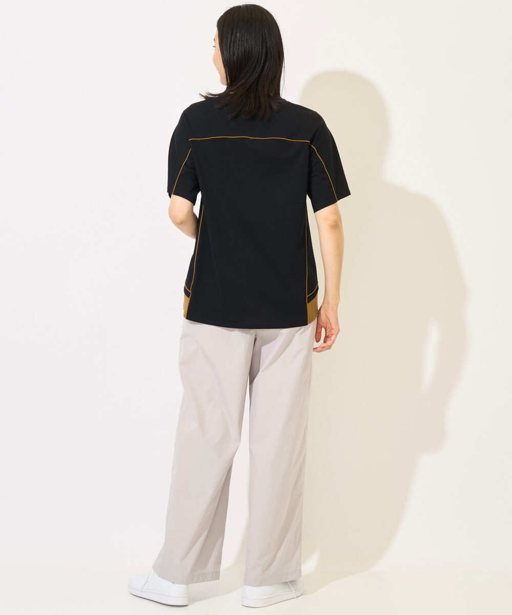 PZKHB10240 GEORGES RECH(ジョルジュ・レッシュ) [接触冷感/紫外線カット/速乾/遮熱]メロウラインカットソー ホワイト×ブラック